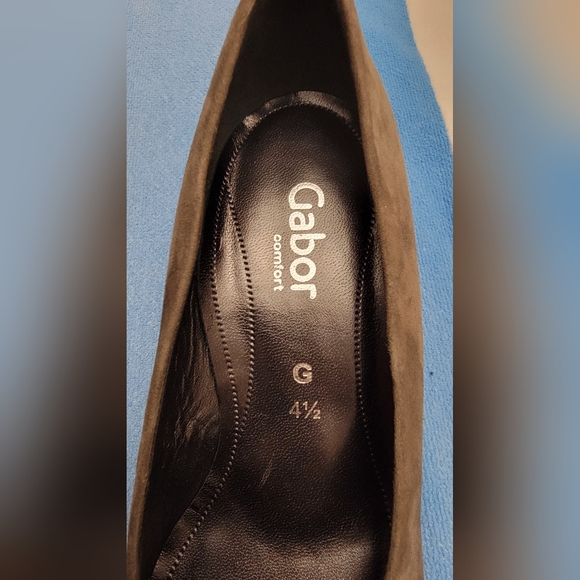 Gabor Dark Gray Suede Wedge Slip-On Shoes - Picture 3 of 7